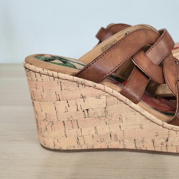 B.O.C. Cora Platform Wedge Sandals Cork Brown Tan Platform Comfort Open Toe 10 - Picture 7 of 9